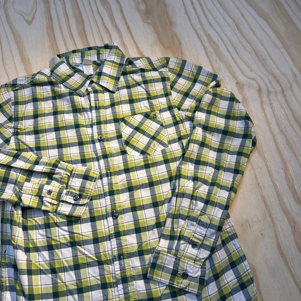 Shaun White 4 Target Boys XL Green Yellow Plaid Flannel Button Down Shirt